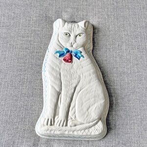 Hand Painted Ceramic Cat Wall Hanging Made in Italy